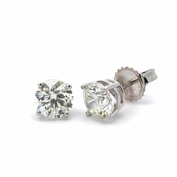 2 Carat Diamond Stud Earrings in 14 karat white gold