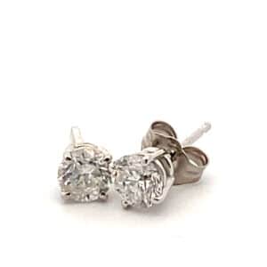 3/4 Carat Diamond Stud Earrings in 14 karat white gold