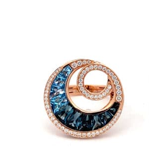 Blue Topaz and Diamond Malibu Wave Ring by Bellarri
