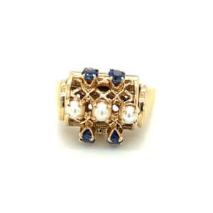 Estate Pearl and Sapphire Poison Pill Ring