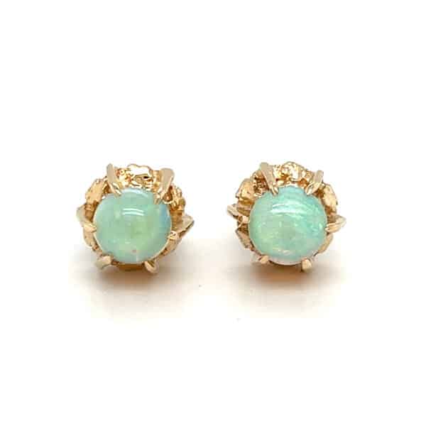 Estate Cabochon Opal Stud Earrings