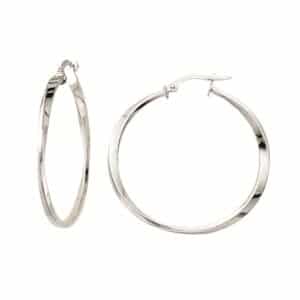 A pair of 14 karat white gold twist hoop earrings