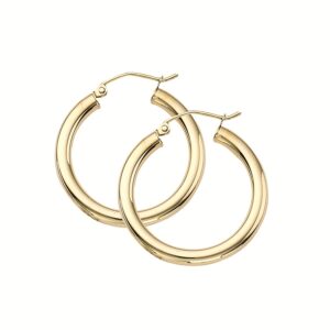 A pair of 14 karat yellow gold polished hoop earrings measuring 3x25mm
