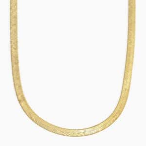 A 14 karat yellow gold herringbone chain necklace