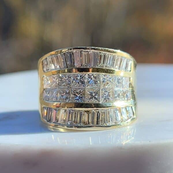 Estate Multi-Row Wide Diamond Ring