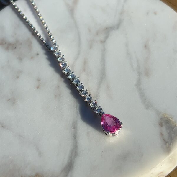 Estate Pink Sapphire and Diamond Y-Drop Necklace