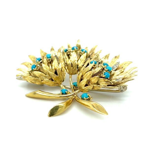 Estate Cartier Turquoise and Diamond Pin