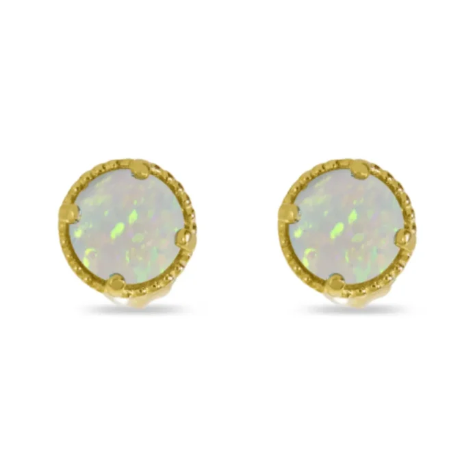 Opal Milgrain Halo Stud Earrings