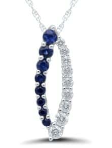 Blue Sapphire and Diamond Marquise-Shaped Pendant Necklace