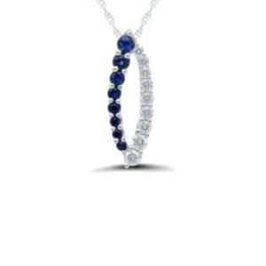 Blue Sapphire and Diamond Marquise-Shaped Necklace