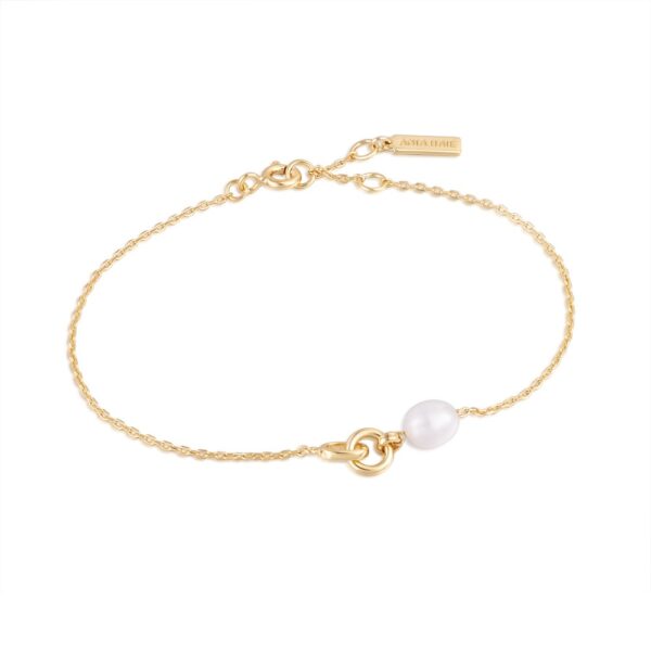 Gold-Plated Pearl Link Chain Bracelet by Ania Haie