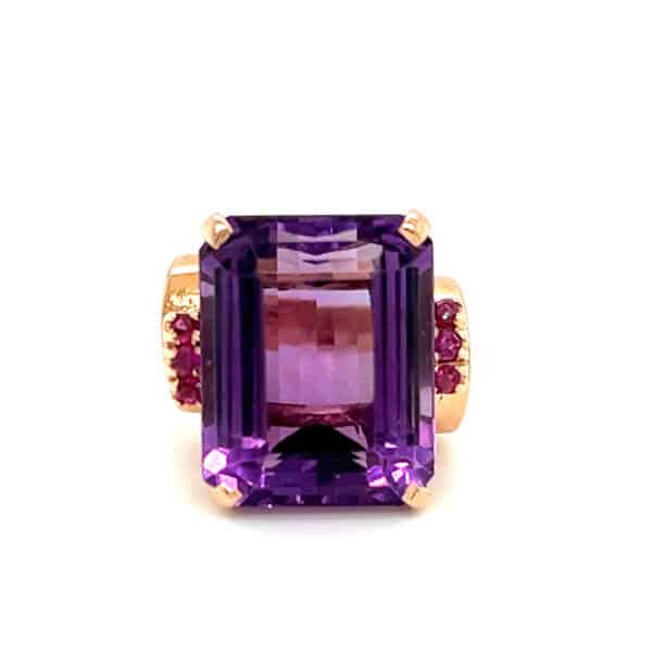 Estate Retro Amethyst and Ruby Ring