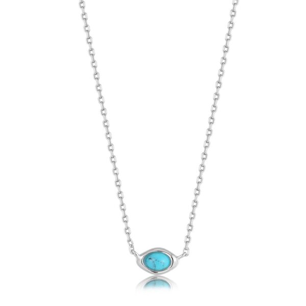 Synthetic Turquoise Wave Silver Necklace by Ania Haie