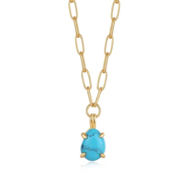 Synthetic Turquoise Chunky Chain Necklace by Ania Haie