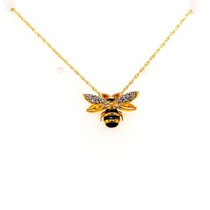 Silver Diamond Bee Necklace
