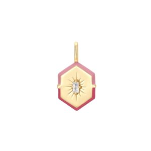 Pink Enamel Sparkle Hexagon Charm by Ania Haie
