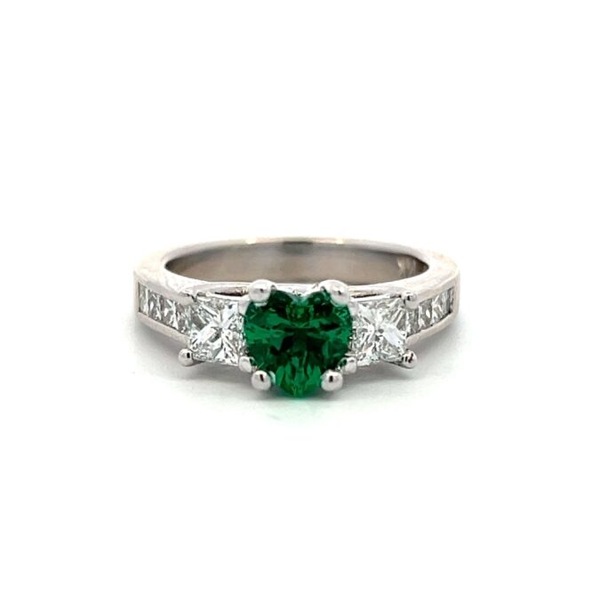 Estate Lab Emerald and Diamond Ring