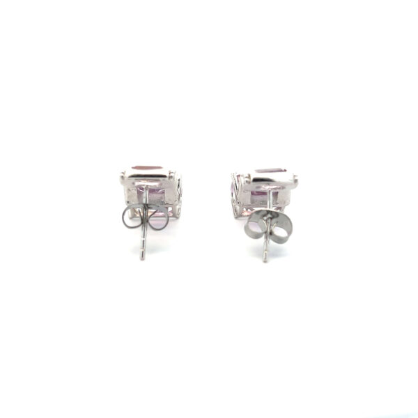 One estate pair of sterling silver cluster stud earrings with emerald-cut ametrines and silver beaded accents