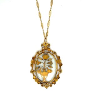 Estate Victorian Glass Locket Necklace