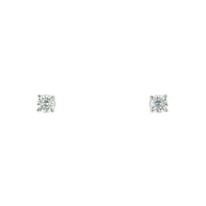One pair of 18 karat white gold solitaire stud earrings with 2 round brilliant diamonds 0.50 carat total weight