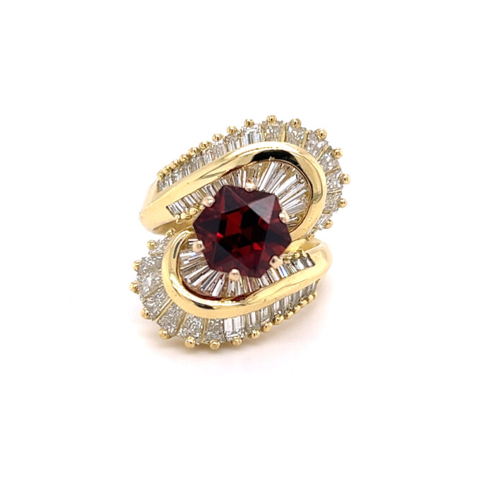 Estate Garnet and Diamond Ballerina Ring