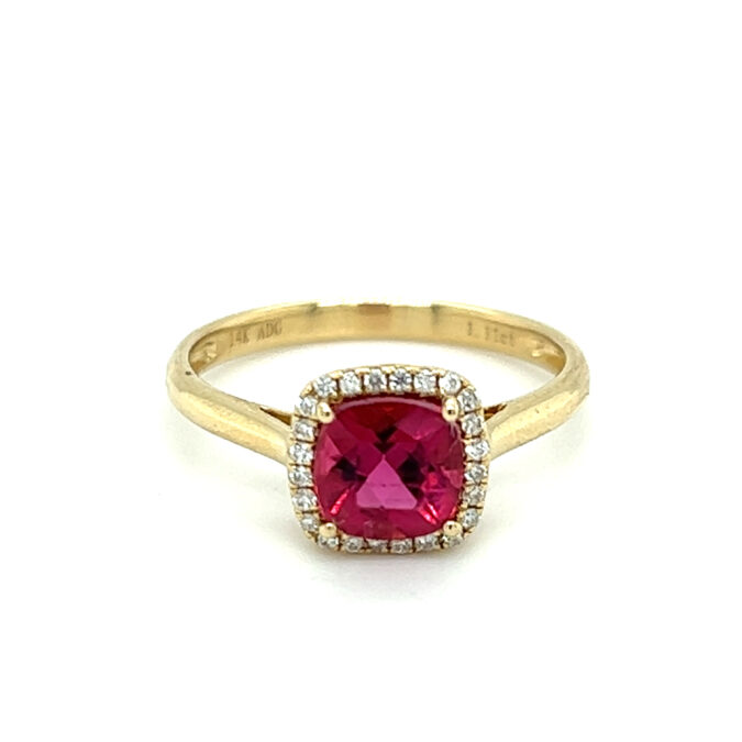 Estate Pink Tourmaline and Diamond Ring