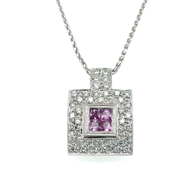 Estate Pink Sapphire and Diamond Necklace