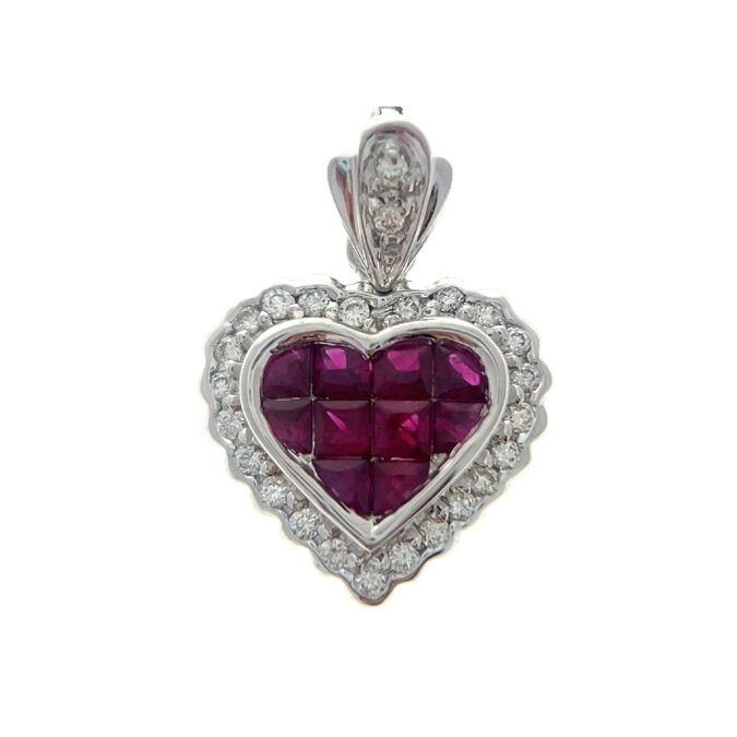 Estate Ruby and Diamond Heart Pendant