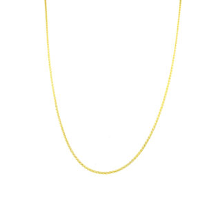 One 14 karat yellow gold wheat chain necklace with diamond-cut links measuring 0.84mm wide with an adjustable length of 16" or 18"