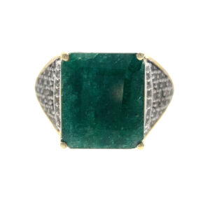 One estate vermeil fashion ring with a simulant emerald and white sapphires in a vintage-inspired design