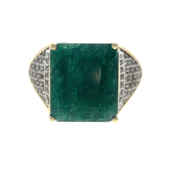One estate vermeil fashion ring with a simulant emerald and white sapphires in a vintage-inspired design