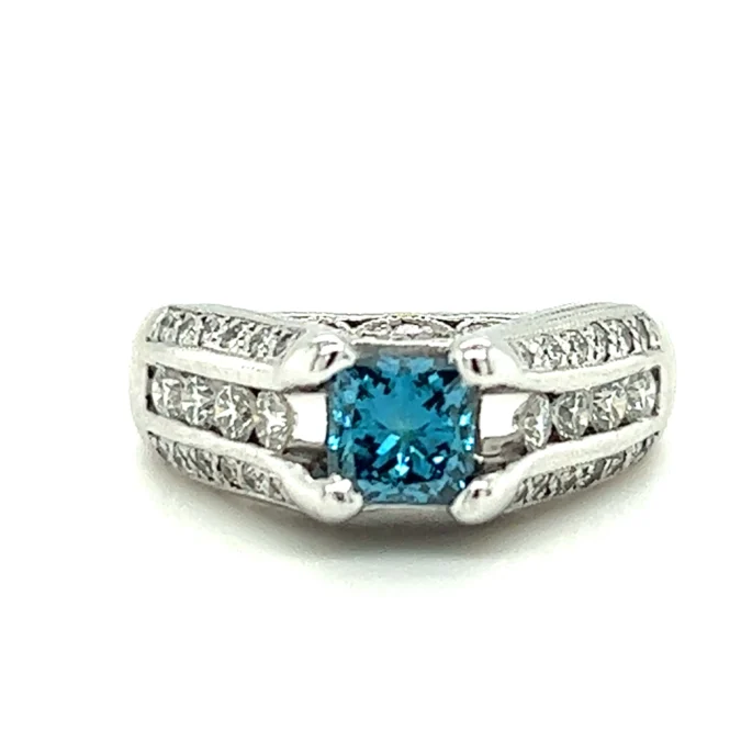 Estate Blue Diamond Engagement Ring