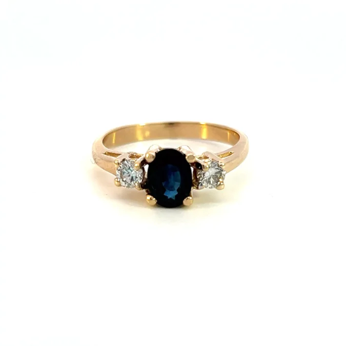 Estate Sapphire and Diamond Three Stone Ring