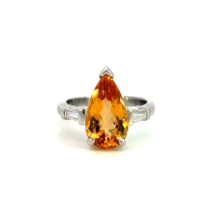 Estate Yellow Topaz and Diamond Ring