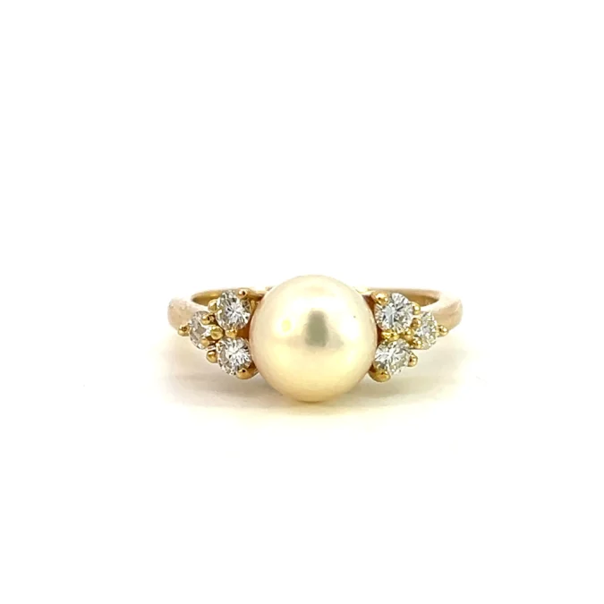 Estate Pearl and Diamond Ring