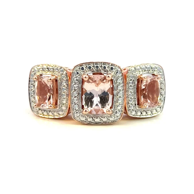 Estate Three Stone Morganite Ring