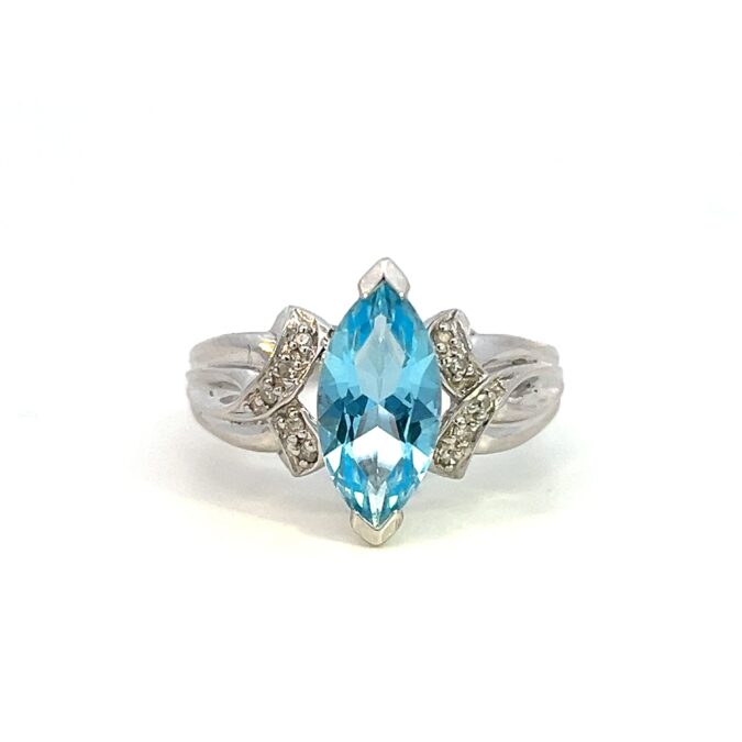 Estate Blue Topaz and Diamond Ring