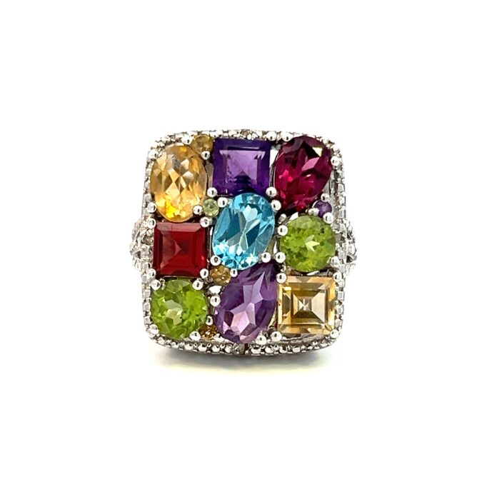 Estate Quilted Rainbow Gemstone Ring