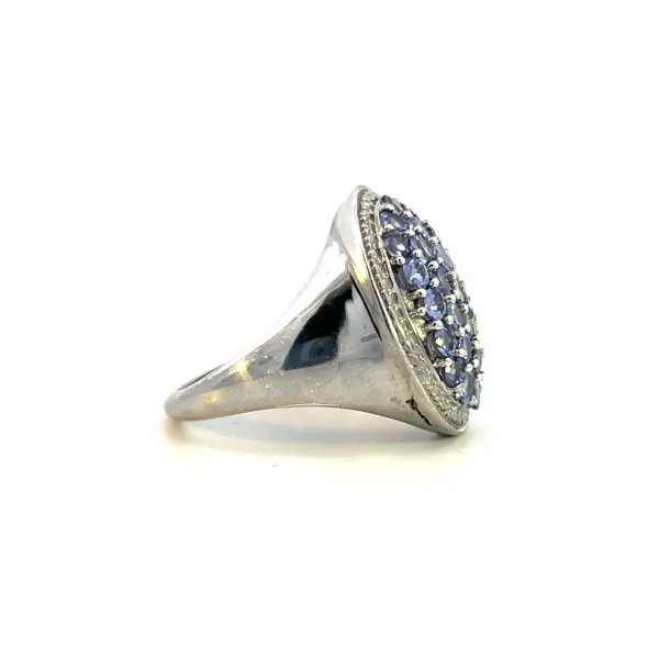 Estate Sterling Silver Tanzanite Cluster Ring