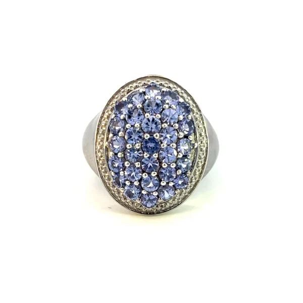 Estate Sterling Silver Tanzanite Cluster Ring