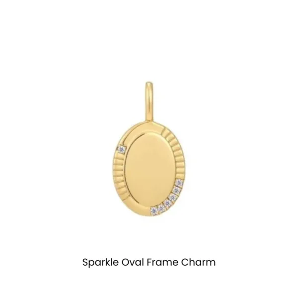 Bracelet and Necklace Pop Charms by Ania Haie - Sparkle Oval Frame Charm (gold plated)