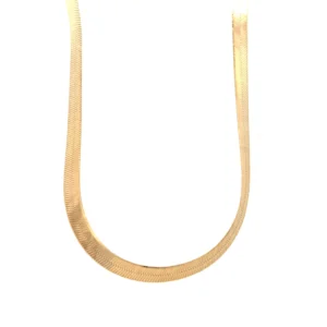 Estate Omega Chain Necklace in 14K yellow gold, featuring a 16-inch omega chain design with a lobster claw clasp