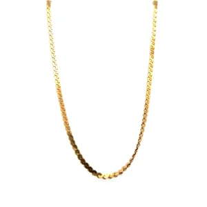 Estate 14K Yellow Gold Serpentine Chain Necklace - 24 inches long with a barrel clasp, perfect for any occasion.