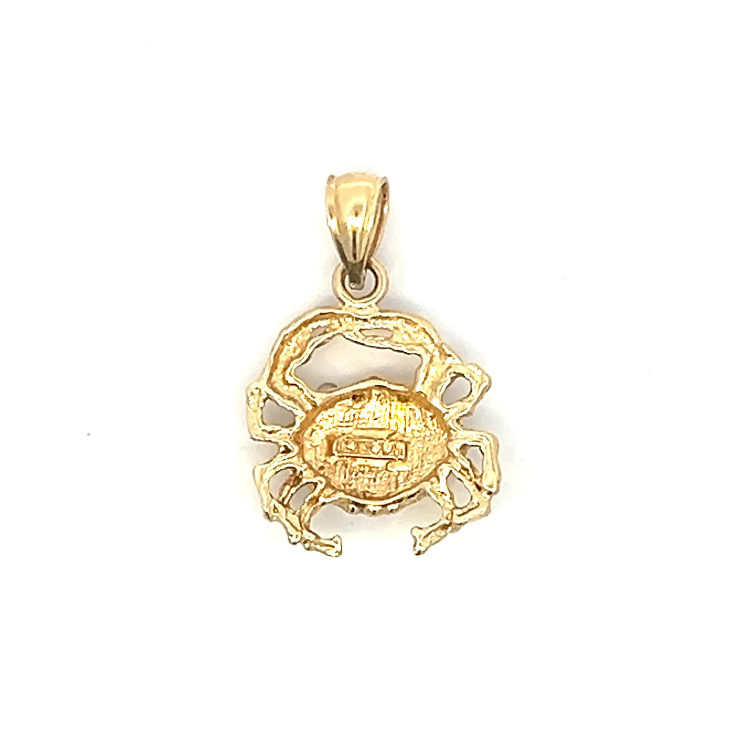 Estate Gold Crab Charm in 14K yellow gold with a polished finish and intricate crab design.