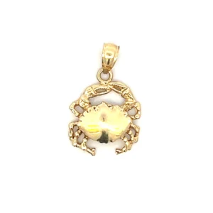 Estate Gold Crab Charm in 14K yellow gold with a polished finish and intricate crab design.