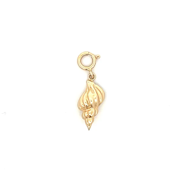 Estate 14K Yellow Gold Conch Shell Charm - 0.76 x 0.31 inches, with spring ring clasp.