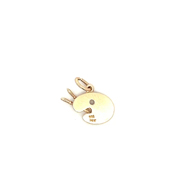 Estate 14K Yellow Gold Enamel Paint Palette Charm