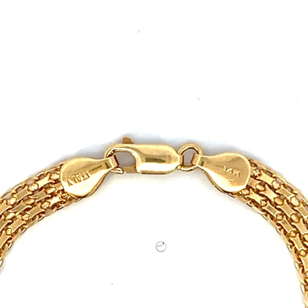 Estate Gold Mesh Bracelet in 14K yellow gold with dual texture design featuring mesh and oversized curb links.