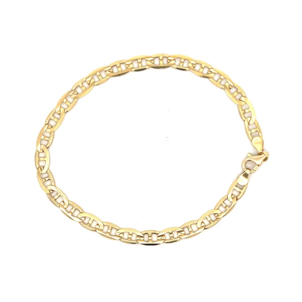 Estate 10K Yellow Gold Anchor Link Bracelet - 5.5mm wide with a lobster claw clasp, perfect for any occasion.